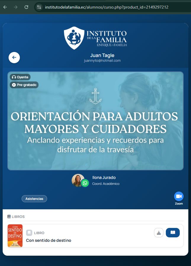 Sección Libros del curso con los botones Descargar y Leer
